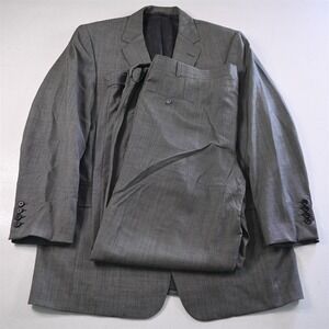 Vtg Nick Lopez 46L 40x34 Gray Birdseye Wool Mens Jacket Pants Suit
